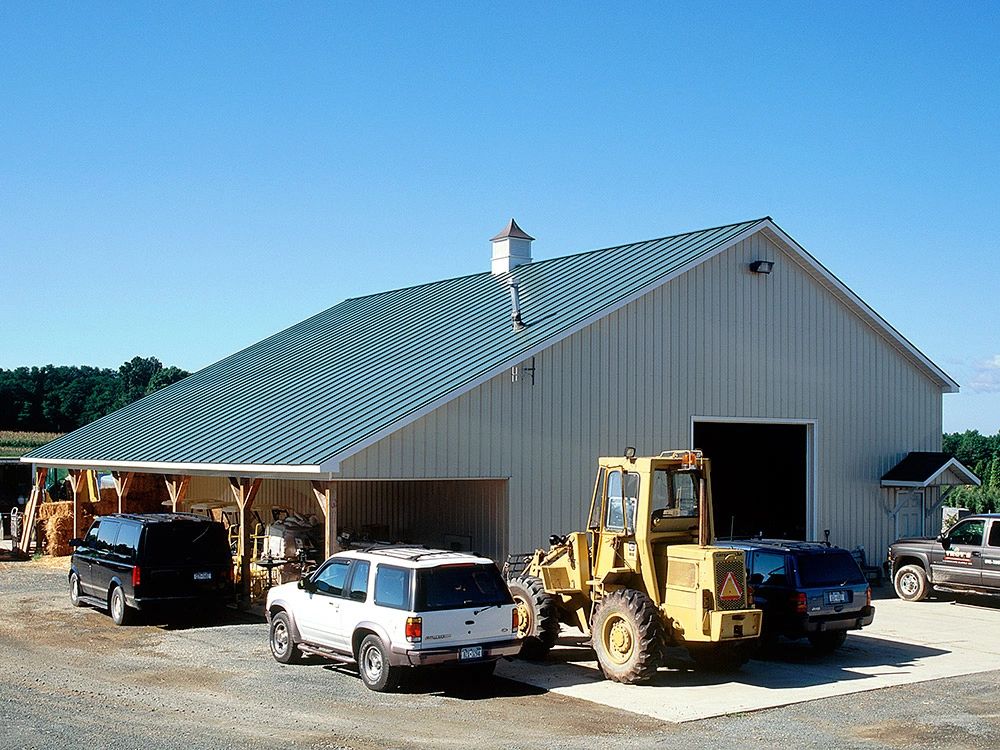 Green roof over a large commercial building and equipment area